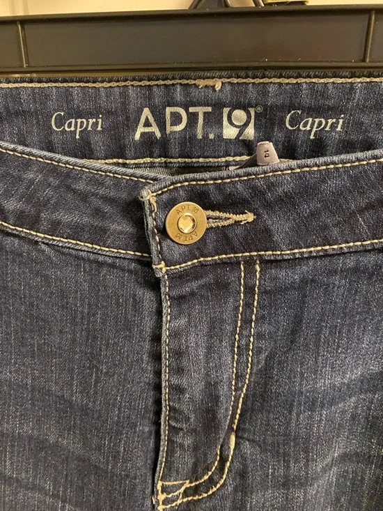 Apt 9 Jeans 14 Capri Length Dark Blue Stretch Bling Pocket Denim Capris - Picture 2 of 7